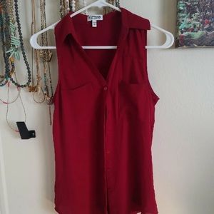 Express Sleeveless Deep Red Portofino Shirt XS